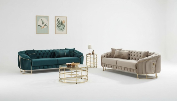 Sofa set sofas couches upholstered sofa three-seater luxury beige green set