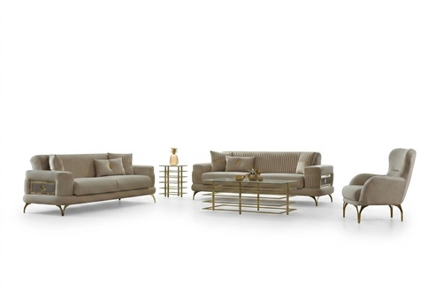 Sofa set three-seater fabric sofa upholstered sofa beige armchair 3-piece