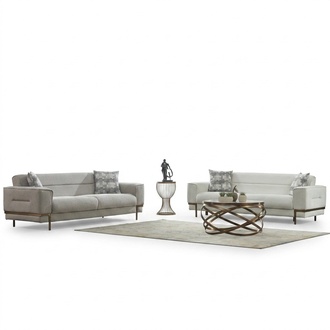 Sofa set three-seater fabric sofa upholstered sofa white 2-piece couch