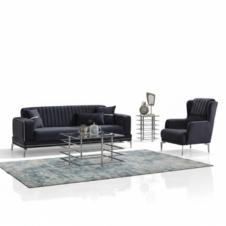 Sofa set three-seater upholstered sofa fabric sofa 2-piece gray sofa armchair