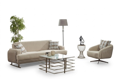 Sofa set upholstered sofa three-seater 2-piece fabric sofa armchair beige sofa