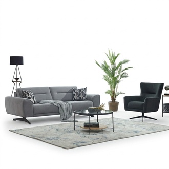 Sofa set upholstered sofa three-seater 2-piece fabric sofa armchair gray sofa