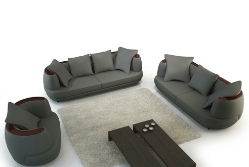 Sofa set with USB luxury designer couch upholstery 3 + 2 + 1 leather sofa seat gray new