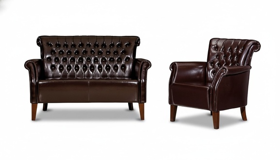 Sofa set 2+1 armchair brown couch 2-seater modern luxury armchair leather