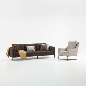 Sofa Set 2 Seater Armchair Two Seater Grey Fabric Sofas Modern Design