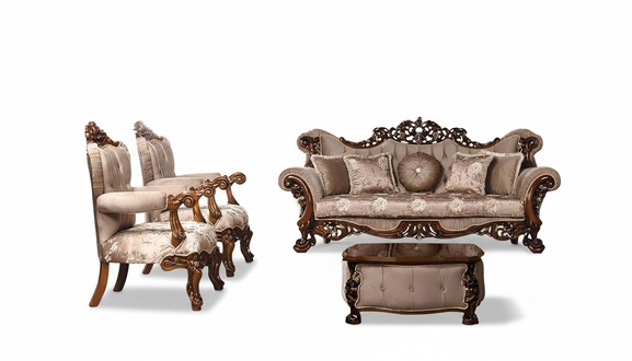 Sofa Set 3+1+1 Seater Set Armchairs Sofas Seat Fabric Luxury Baroque Furniture