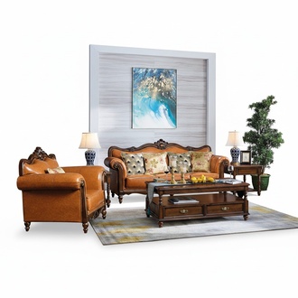 Sofa set 3+1 seater couch leather sofa classic couches Orangene