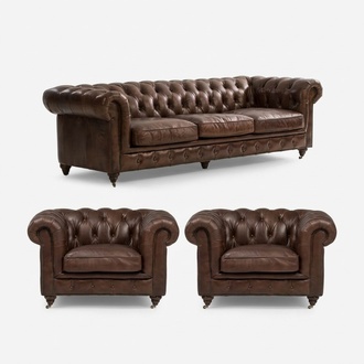 Sofa Set 3 + 1 Seaters Living Room Couches Upholstery Seat Chesterfield Couches Textile Leather New