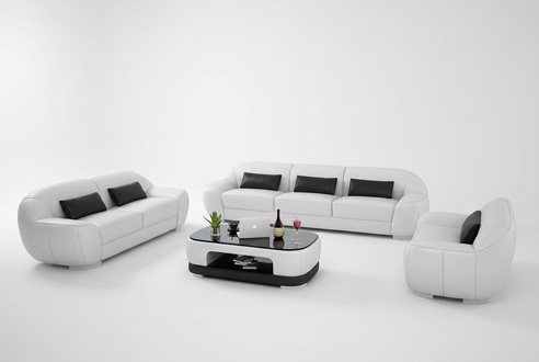 Sofa set 3+2+1 couch upholstery seat leather set designer new Homberg W