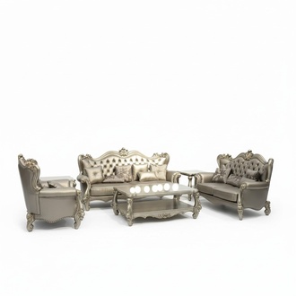 Baroque style made of real wooden 3+2+1 seater chesterfield sofa set