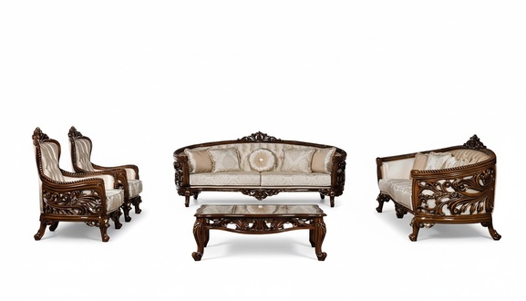 Sofa Set 3+3+1+1 Seat Coffee Table Group Sofa Armchair Sofas Fabric Set 5pcs