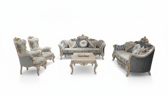 Sofa Set 3+3+1+1 Seater Coffee Table Luxury Sofa Armchair Sofas Fabric Set 5pcs