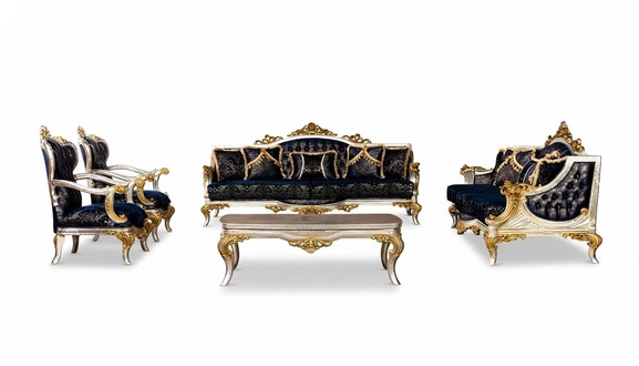 Sofa Set 3+3+1+1 Seater Coffee Table Classic Sofas Armchairs Luxury New Set 5pcs