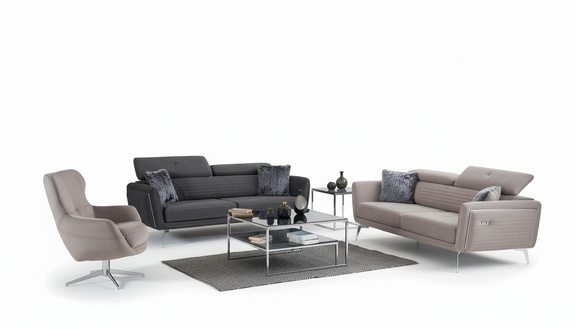 Sofa Set Couch Upholstery Furniture Fabric Sofa Couches 3+3+1 Grey Group