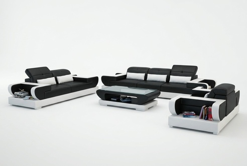 Sofa set couch upholstery leather seating arrangement 3+2+1 set modern sofa Detmold