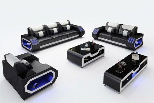 Sofa set 3 + 2 + 1 seater coffee table sideboard set design modern 5 pieces.