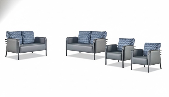 Sofa cushion set 3-seater armchair blue gray leather sofas cushions