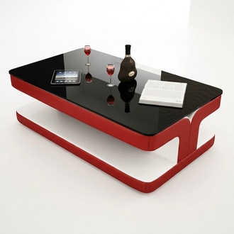 Sofa Table Design Living Room Leather Coffee Glass Couch Upholstery Side Table Red