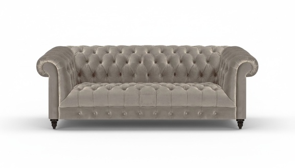 Sofa three-seater couch living room upholstered furniture gray Chesterfield