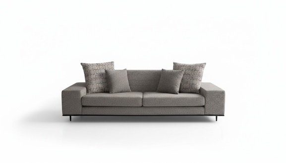 Sofa three-seater couch with armrest upholstered sofa gray living room three-seater