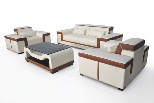 Sofa Upholstery Leather Couch Seating Complete Set Modern Suite 3+2+1 Living Landscape