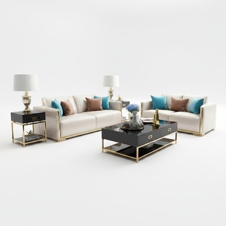 Sofa upholstery seat couch leather living room sofa set 3 pieces stool 3+2+1 set