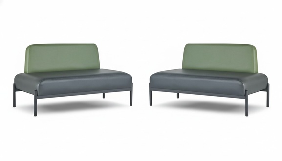 Sofas 2-Seater Black Yellow Leather Sofas Art Deco Stainless Steel Soft Leather