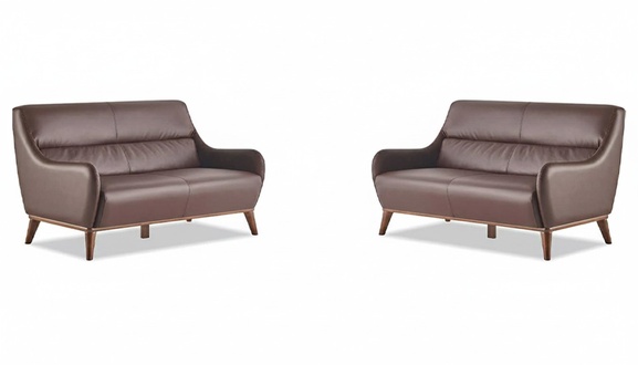 Brown Classic Sofas 2-Seater Couch Leather Sofas Seating Furniture Sofa Set Soft