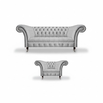 Sofas Complete 2-piece Upholstered Furniture Gray Armchair with Three-Seater Sofa Couch