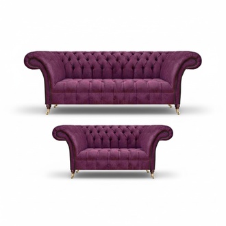 Sofas Complete 2x Couches Living Room Upholstered Furniture Sofa Set Chesterfield