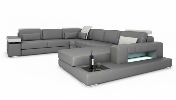 Sofas Grey New Sofa U-Form Fabric Sofa Couch Living Landscape Design Modern Leather