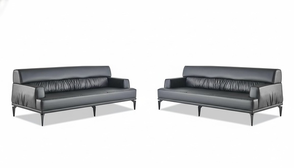Leather Sofa Set Black 3-Seater Modern Leather Sofas Couch