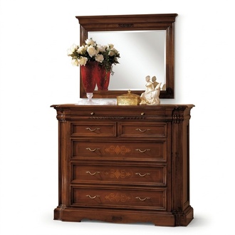 Solid wood chest of drawers with mirror sideboard chest of drawers set Italian furniture 2 pieces.