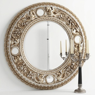Solid wood mirror Classic real wood Italian interior wall mirror