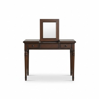 Real Wood Dressing Table Brown Classic Make-up Table With Mirror Premium Furniture New
