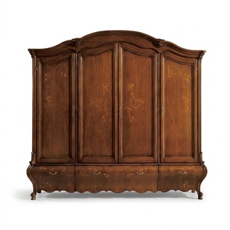 Solid Wood Wardrobe Classic Luxury Bedroom Furniture Brown New