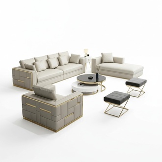 Stainless steel couch upholstery leather sofa 211 seater couch set
