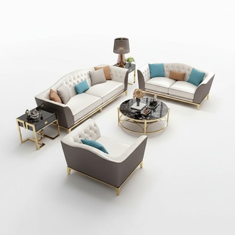 Stainless steel couch upholstery leather sofa 311 seater couch set Chesterfield