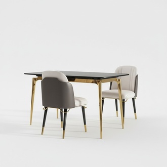 Stainless Steel Dining Table Design Metal Furniture Dining Room Luxury Furniture Marble Tabletop