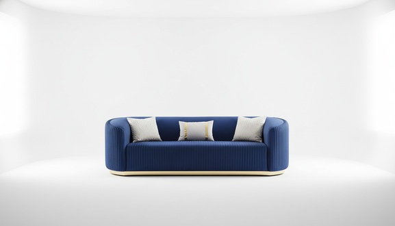 Stainless steel three-seater luxury sofa blue living room furniture upholstered sofas couches