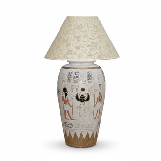 Floor lamp decorated in ancient egyptian vase style with hieroglyphs 97cm E65