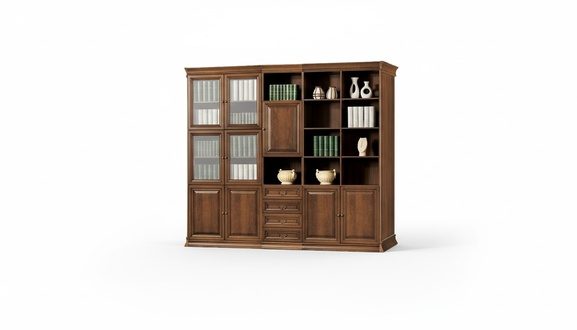 Classic Brown Office Cabinet Wood with Shelves Glass Doors Immediate SOFORT