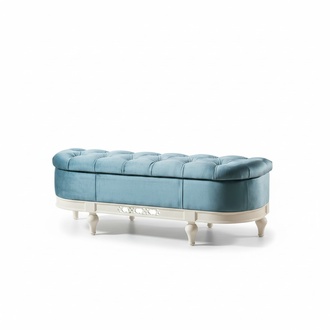 Bedroom chesterfield design bedside bench classic style wooden frame - model FL-pufa
