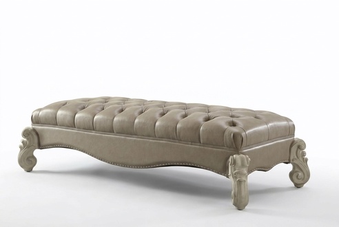 Stool Side Chaiselounge Footstool Chesterfield Leather Ottoman Baroque Rococo