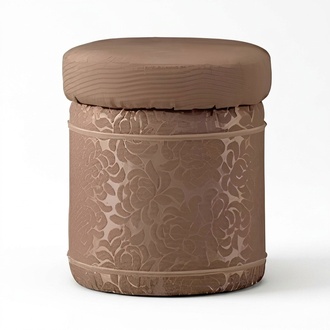 Stool upholstered stool foot shelf furniture living bench seat textile brown design