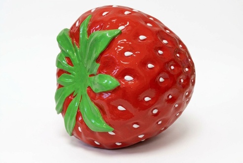 Original colored deco figure designed as a gloss strawberry 50x45cm