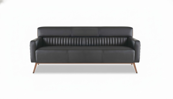 Home Office 3-Seater Sofa Black Solid Color Modern Design Living Room