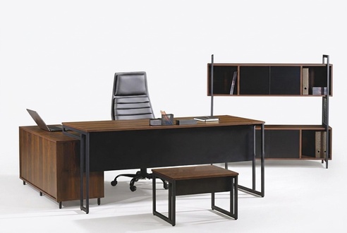Office furniture complete office corner office desk office 3 pcs wood brown set