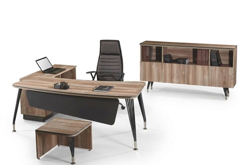 Office furniture complete office corner office desk office 3 pcs wood brown set