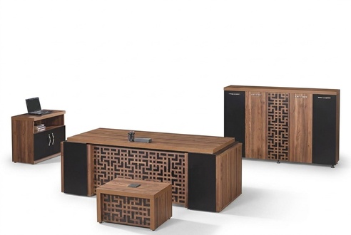 Office furniture Office desk Office desk set 4 pcs wood Brown